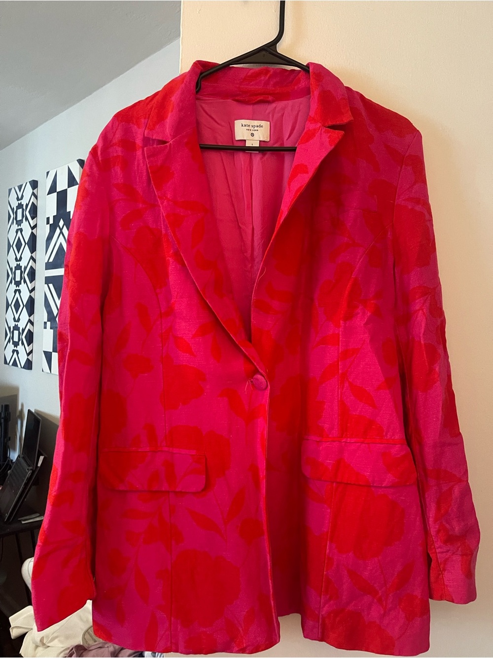 kate spade Hot Pink and Red Floral Single-Button Blazer